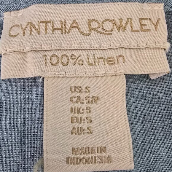 WOMENS CYNTHIA ROWLEY BLUE LINED SLEEVELESS SUNDRESS RUFFLE BOTTOM SIZE S EUC - Picture 3 of 4